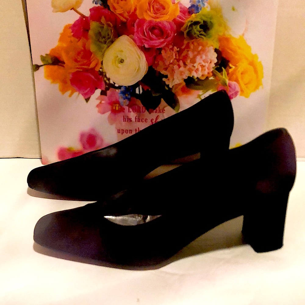 Stuart Weitzman Black Velvet Block Heel Pumps